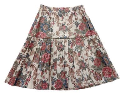 Vintage 1980’s Pleated Skirt Rose Cream Baroque Floral Revival Academia 9/10 - Thumbnail 15