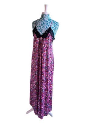 Vintage Nightgown VANITY FAIR Pink & Black Criss Cross Back Sexy Lingerie - Thumbnail 8