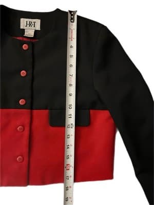Vintage Y2K Red & Black Suit Dress Jacket Mod Set Modern Color Block Minimalist - Thumbnail 11