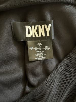 Vintage DKNY Black Y2K Maxi Dress Long Puffed Sleeves Stretchy Evening Gown Sz 4 - Thumbnail 8
