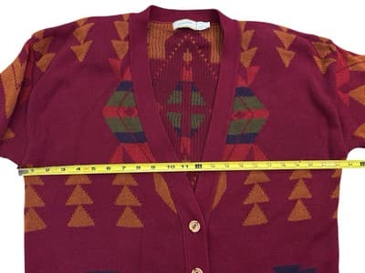 Vintage 1990’s Southwestern 100% Cotton Cardigan Sweater Navajo Grunge Boho. - Thumbnail 10