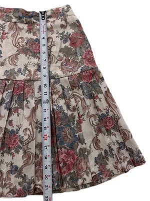 Vintage 1980’s Pleated Skirt Rose Cream Baroque Floral Revival Academia 9/10 - Thumbnail 12