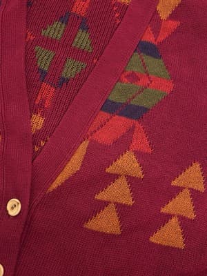 Vintage 1990’s Southwestern 100% Cotton Cardigan Sweater Navajo Grunge Boho. - Thumbnail 5