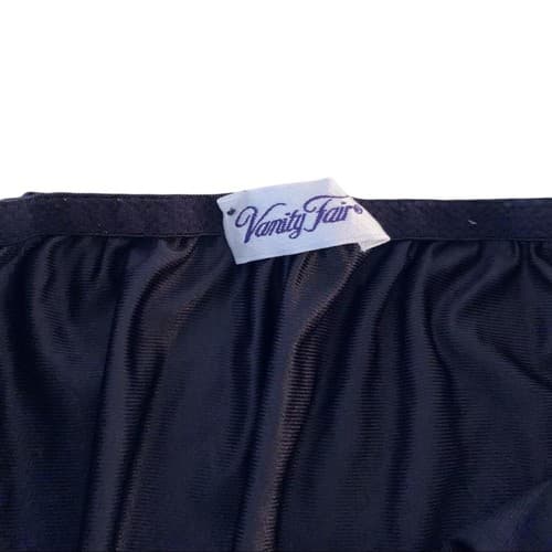 Vintage Black Vanity Fair Half Slip Mini Skirt Shiny Lingerie Medium Side Slits - Thumbnail 3