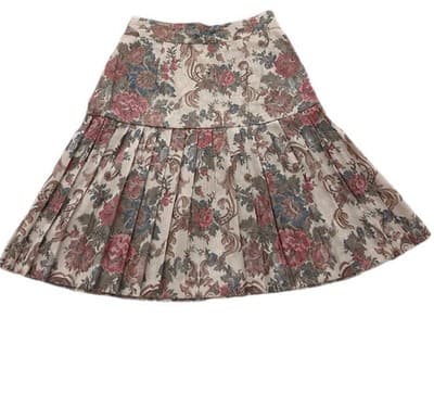 Vintage 1980’s Pleated Skirt Rose Cream Baroque Floral Revival Academia 9/10 - Thumbnail 3