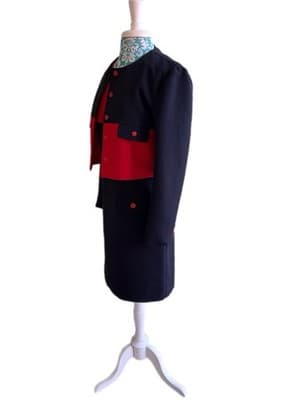Vintage Y2K Red & Black Suit Dress Jacket Mod Set Modern Color Block Minimalist - Thumbnail 9