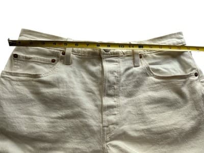 Cream LEVIS Cut Off 501 Denim Jean Shorts Button Fly Distressed Fringe 32 - Thumbnail 7