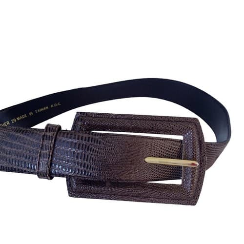 Vintage Brown Belt Genuine Leather Textured Elegant Old Money Fall Winter 1990’s - Thumbnail 2