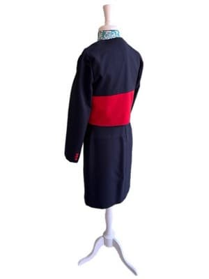 Vintage Y2K Red & Black Suit Dress Jacket Mod Set Modern Color Block Minimalist - Thumbnail 8