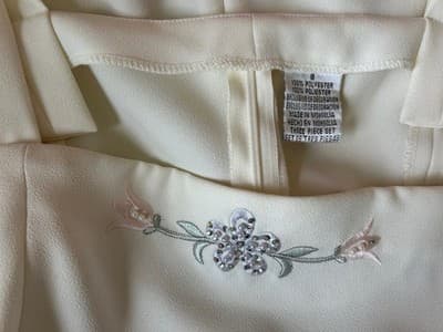 Vintage Womens Skirt Suit Pearl & Sequin Camisole Tank Top Embroidered Pink Aqua - Thumbnail 8