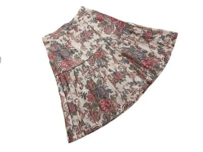 Vintage 1980’s Pleated Skirt Rose Cream Baroque Floral Revival Academia 9/10 - Thumbnail 8