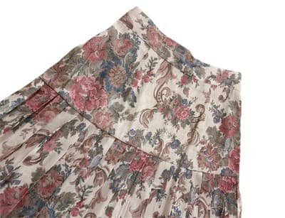 Vintage 1980’s Pleated Skirt Rose Cream Baroque Floral Revival Academia 9/10 - Thumbnail 7
