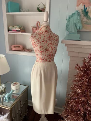 Vintage Womens Skirt Suit Pearl & Sequin Camisole Tank Top Embroidered Pink Aqua - Thumbnail 4