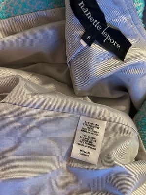 Sz 8 NANETTE LEPORE Aqua Coquette Peplum Jacket Nipped Waist Elegant Romantic - Thumbnail 12