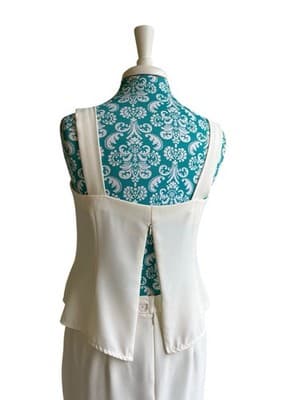 Vintage Womens Skirt Suit Pearl & Sequin Camisole Tank Top Embroidered Pink Aqua - Thumbnail 15