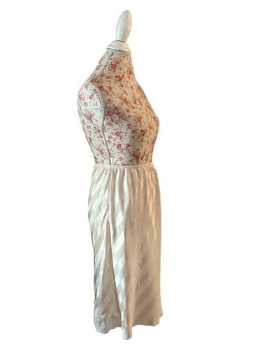 Vintage Cream Tone On Tone Shiny Stripe Slippery Half Slip Skirt Waist 30-32 L - Thumbnail 12