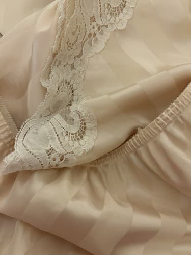 Vintage Cream Tone On Tone Shiny Stripe Slippery Half Slip Skirt Waist 30-32 L - Thumbnail 15