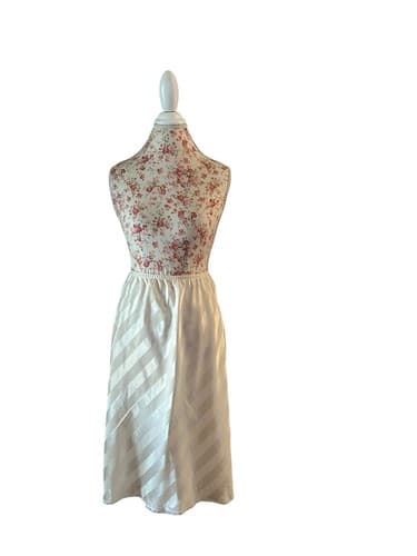 Vintage Cream Tone On Tone Shiny Stripe Slippery Half Slip Skirt Waist 30-32 L - Thumbnail 11