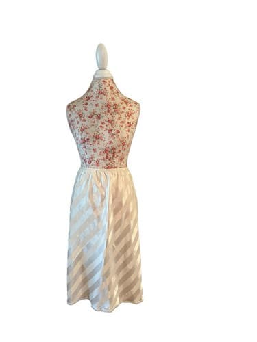 Vintage Cream Tone On Tone Shiny Stripe Slippery Half Slip Skirt Waist 30-32 L - Thumbnail 14