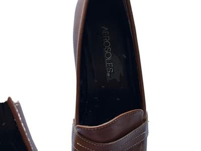 Y2k Vintage 5.5 Brown Leather Loafers Shoes Boho Chunky Square Toe Block Heels - Thumbnail 6