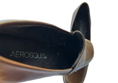 Y2k Vintage 5.5 Brown Leather Loafers Shoes Boho Chunky Square Toe Block Heels - Thumbnail 5