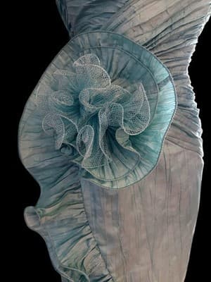 Vintage 1990’s Showstopper Coquette Aqua Evening Prom Formal Avant Garde Dress - Thumbnail 12