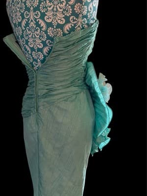 Vintage 1990’s Showstopper Coquette Aqua Evening Prom Formal Avant Garde Dress - Thumbnail 16