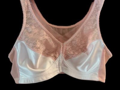 Vintage Pinup Bombshell Bra Pink Lace Lingerie 34B Pointy Cup Coquette Bralette - Thumbnail 13