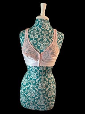 Vintage Pinup Bombshell Bra Pink Lace Lingerie 34B Pointy Cup Coquette Bralette - Thumbnail 14
