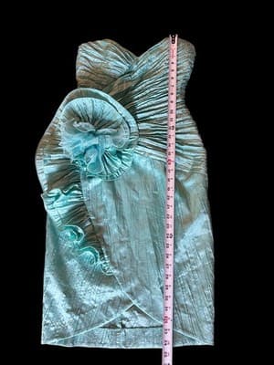 Vintage 1990’s Showstopper Coquette Aqua Evening Prom Formal Avant Garde Dress - Thumbnail 9
