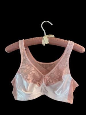 Vintage Pinup Bombshell Bra Pink Lace Lingerie 34B Pointy Cup Coquette Bralette - Thumbnail 10
