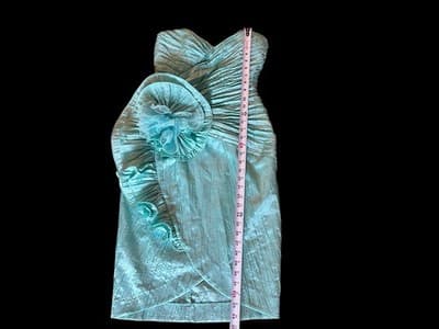 Vintage 1990’s Showstopper Coquette Aqua Evening Prom Formal Avant Garde Dress - Thumbnail 10