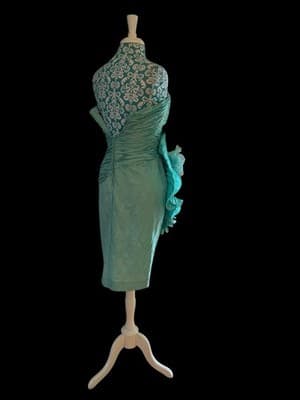 Vintage 1990’s Showstopper Coquette Aqua Evening Prom Formal Avant Garde Dress - Thumbnail 15