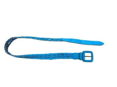 Size Small Vintage Aqua Braided Rope Leather Belt Women’s Coachella Turquoise - Thumbnail 5