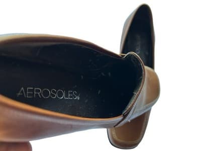 Y2k Vintage 5.5 Brown Leather Loafers Shoes Boho Chunky Square Toe Block Heels - Thumbnail 9