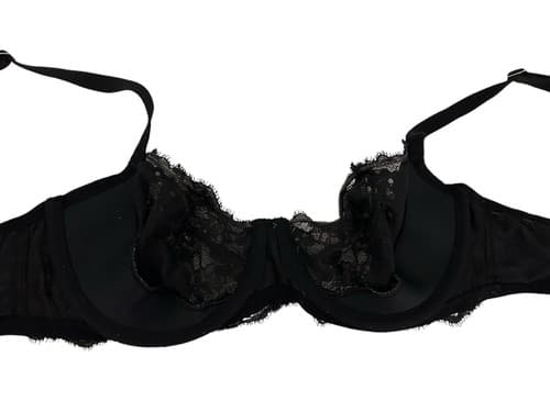 Victorias Secret Black Bra Push Up Without Padding Pinup Pink Rosette Rose 34D - Thumbnail 5