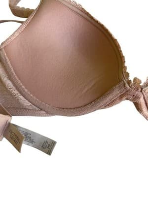 Victorias Secret Beige Blush Push Up Bra 34B Body By Victoria Lace Cups Lingerie - Thumbnail 6