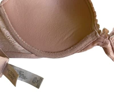 Victorias Secret Beige Blush Push Up Bra 34B Body By Victoria Lace Cups Lingerie - Thumbnail 3