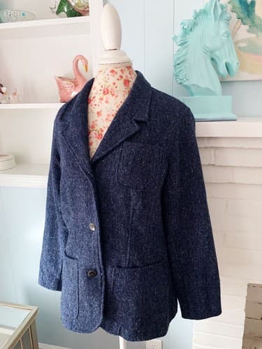 Vintage Women’s Jacket Blue Tweed Liz Claiborne Lizwear 14 Petite Blazer - Thumbnail 2