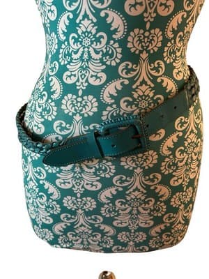 Size Small Vintage Aqua Braided Rope Leather Belt Women’s Coachella Turquoise - Thumbnail 3