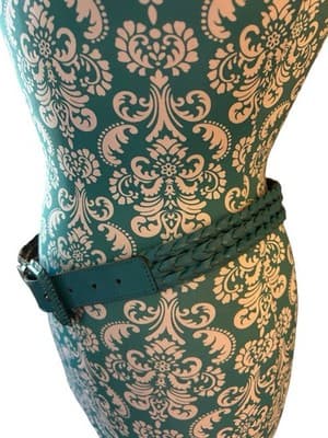 Size Small Vintage Aqua Braided Rope Leather Belt Women’s Coachella Turquoise - Thumbnail 2