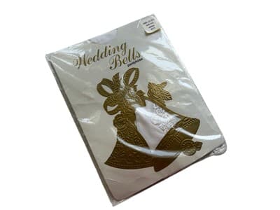WEDDING BELLS APPLIQUÉ PANTYHOSE AVERAGE WHITE BRIDE BRIDAL NEW NYLON HOSE GIFT - Thumbnail 5