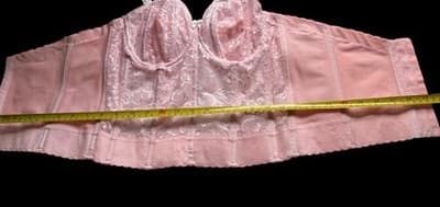Vintage Corset Bustier Pink Lingerie Bra Crop Top Romantic Coquette Lace 36B Bra - Thumbnail 15
