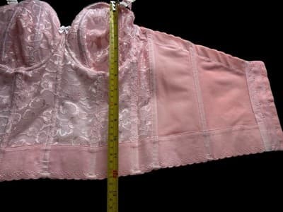 Vintage Corset Bustier Pink Lingerie Bra Crop Top Romantic Coquette Lace 36B Bra - Thumbnail 14