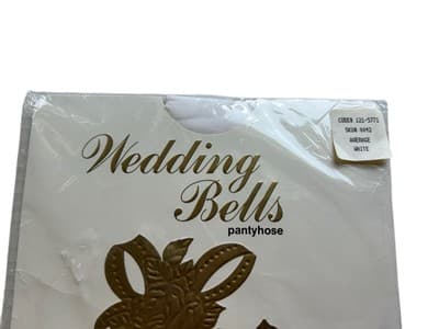 WEDDING BELLS APPLIQUÉ PANTYHOSE AVERAGE WHITE BRIDE BRIDAL NEW NYLON HOSE GIFT - Thumbnail 2