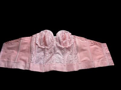 Vintage Corset Bustier Pink Lingerie Bra Crop Top Romantic Coquette Lace 36B Bra - Thumbnail 8