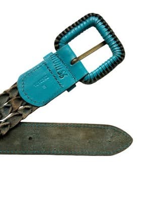 Size Small Vintage Aqua Braided Rope Leather Belt Women’s Coachella Turquoise - Thumbnail 10