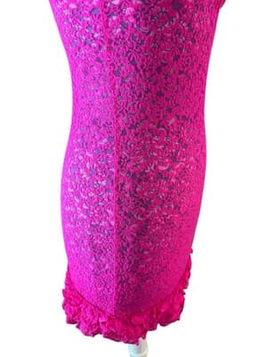 Victorias Secret Ruffled Pink Chemise Stretch Lace Triangle Bow Bra Top Nighty S - Thumbnail 3