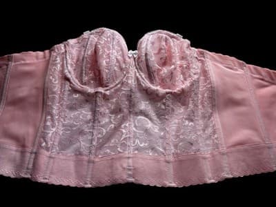 Vintage Corset Bustier Pink Lingerie Bra Crop Top Romantic Coquette Lace 36B Bra - Thumbnail 9