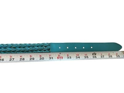 Size Small Vintage Aqua Braided Rope Leather Belt Women’s Coachella Turquoise - Thumbnail 8